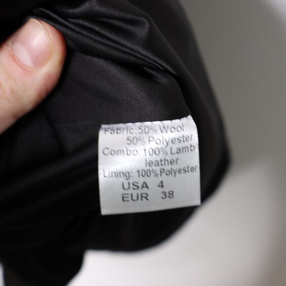 JULIETTE LONGUET Cap Sleeve Tweed Sheath Dress Leather Trim Black Women's 4 - Picture 11 of 11